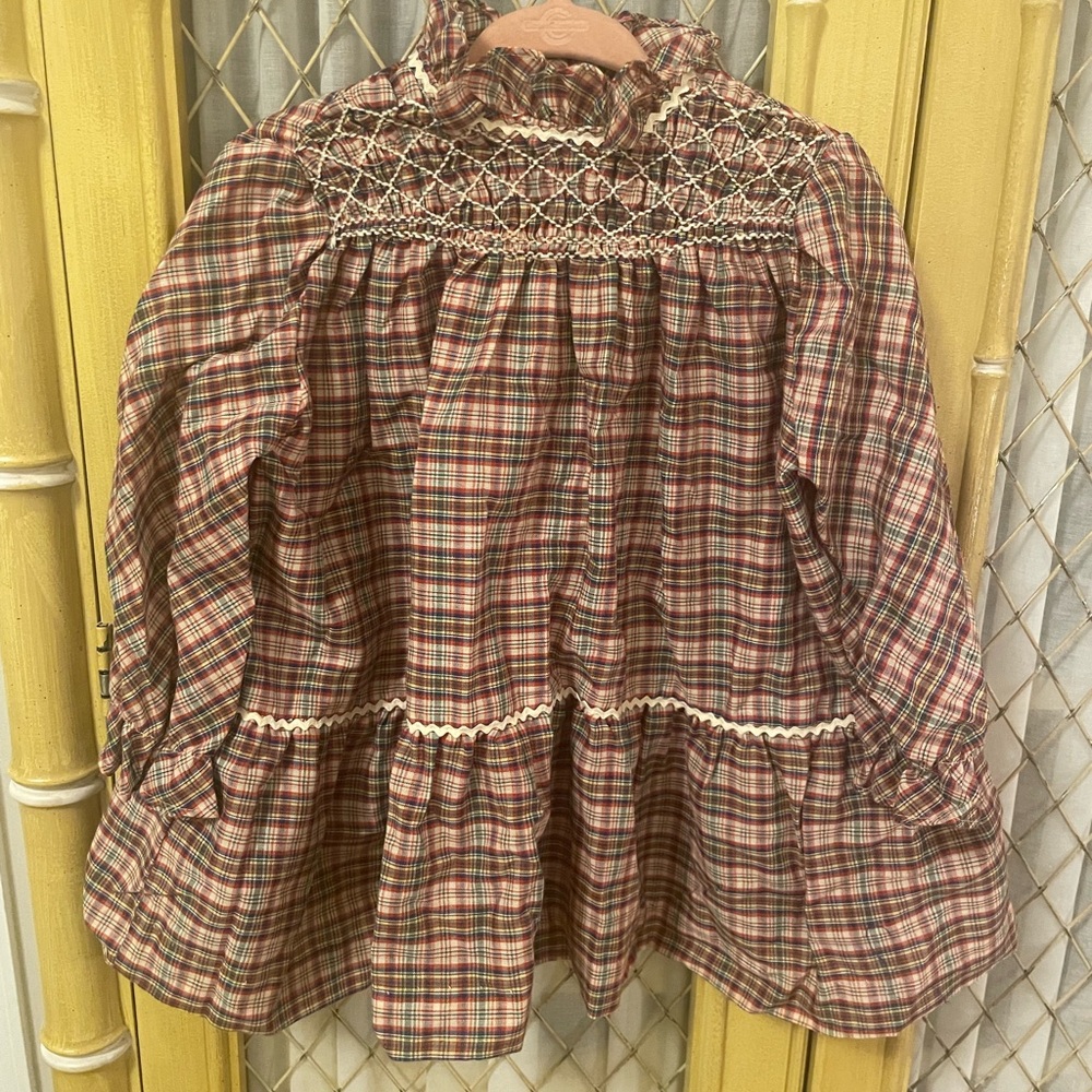 Vintage Smocked Dress - Holiday Colors